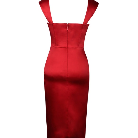 Miss Circle Satin Red Hedy Dress / Size: M (6-8) - Picture 4 of 8